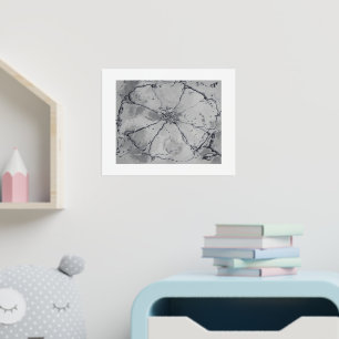 Black & White Abstract Flower Foil Prints