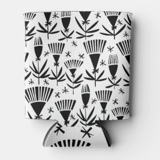 Black White Abstract Flowers: Elegant Pattern Can Cooler