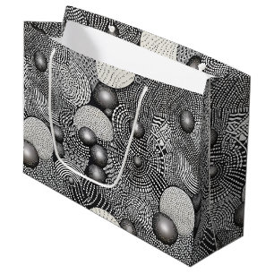 Black White Abstract Flowing Lines Geometric Large Gift Bag