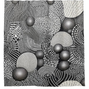 Black White Abstract Flowing Lines Geometric Shower Curtain