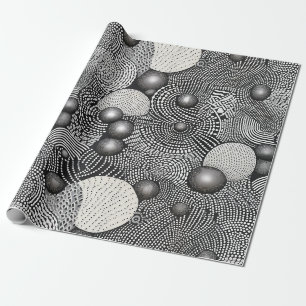 Black White Abstract Flowing Lines Geometric Wrapping Paper