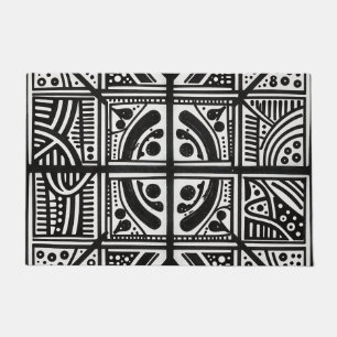 Black White Abstract Geometric Pattern Doormat