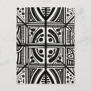 Black White Abstract Geometric Pattern Postcard