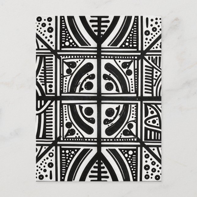 Black White Abstract Geometric Pattern Postcard (Front)