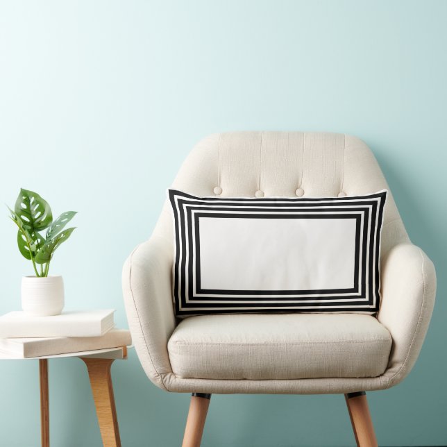 Black & White Abstract Geometrical  Lumbar Cushion (Chair)