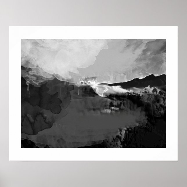 black white abstract landscape poster (Front)