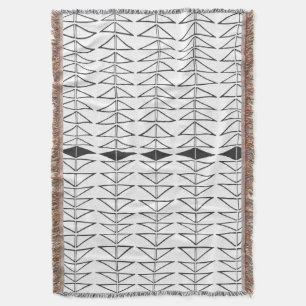Black White Abstract Lines Shapes Quirky Pattern Throw Blanket