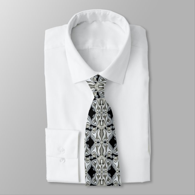 Black & White Abstract Neck Tie (Tied)