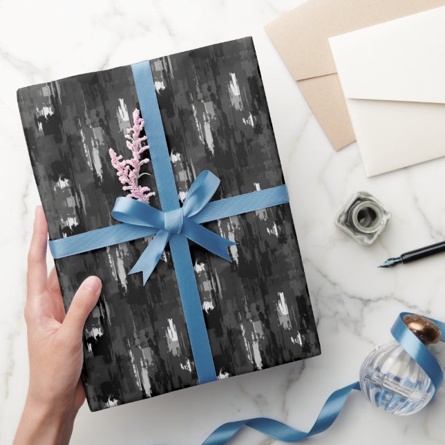Black & White Abstract Paint  Wrapping Paper (Gifting)