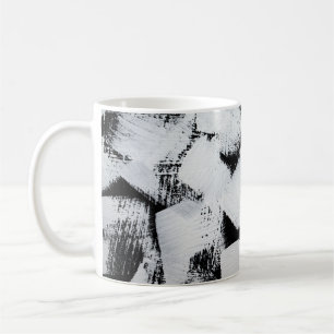 Black white, abstract painted canvas. coffee mug