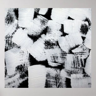 Black white, abstract painted canvas. poster