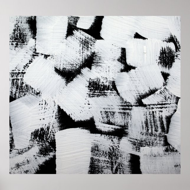 Black white, abstract painted canvas. poster (Front)