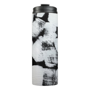 Black white, abstract painted canvas. thermal tumbler
