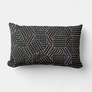 Black White Abstract Patchwork Checks Pattern, Lumbar Cushion