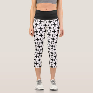 Black & White Abstract Pattern Capri Leggings
