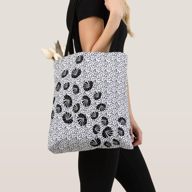 Black White Abstract Pattern Modern Wall Art | Bol Tote Bag (Close Up)