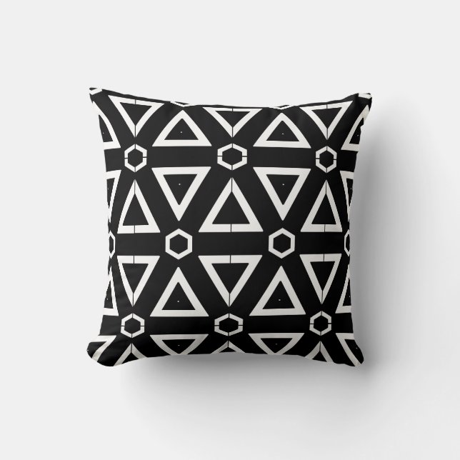 Black white  abstract pattern solid back cushion (Front)