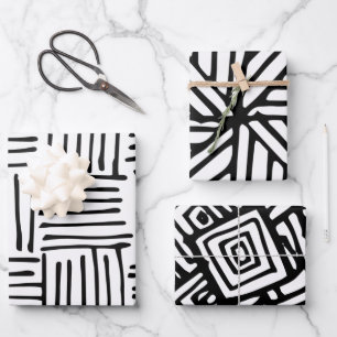 Black & White Abstract Pattern Wrapping Paper Sheet