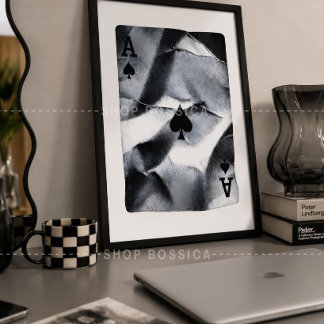 Black & White Abstract Poker Wall Art Minimalist