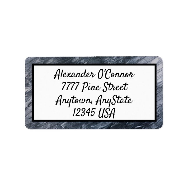 Black White Abstract Return Address Label (Front)