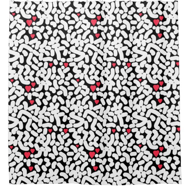 Black white abstract shower curtain (Front)