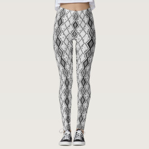 Black & White Abstract Snake Skin Pattern Leggings