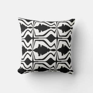 Black White Abstract Sound Wave Design Large Tiles Cushion