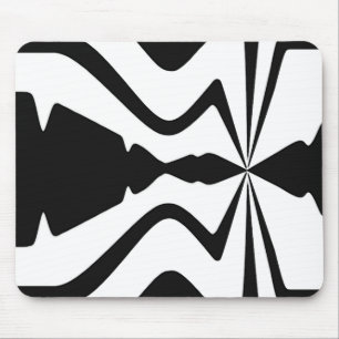 Black, White Abstract Sound Wave Design Mouse Pad