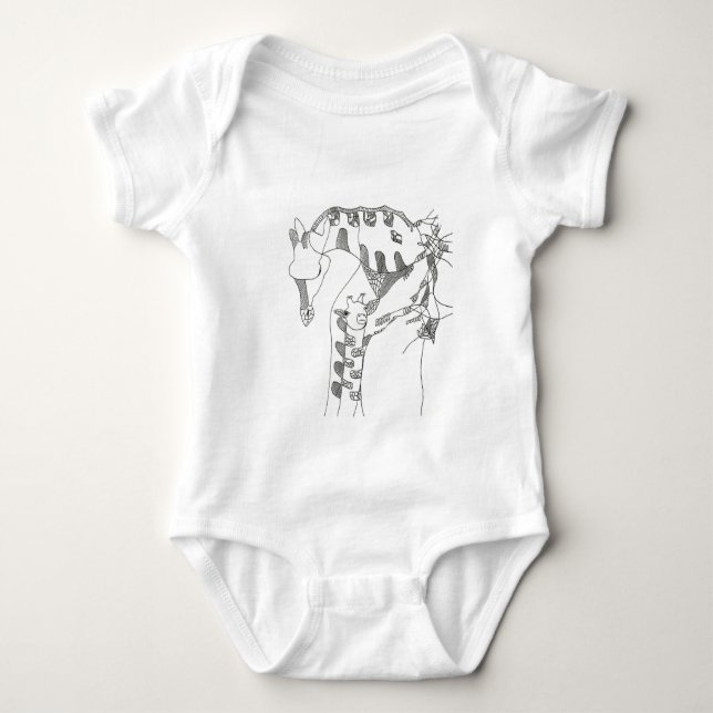 Black & white abstract stick  tapestries wood wall baby bodysuit (Front)