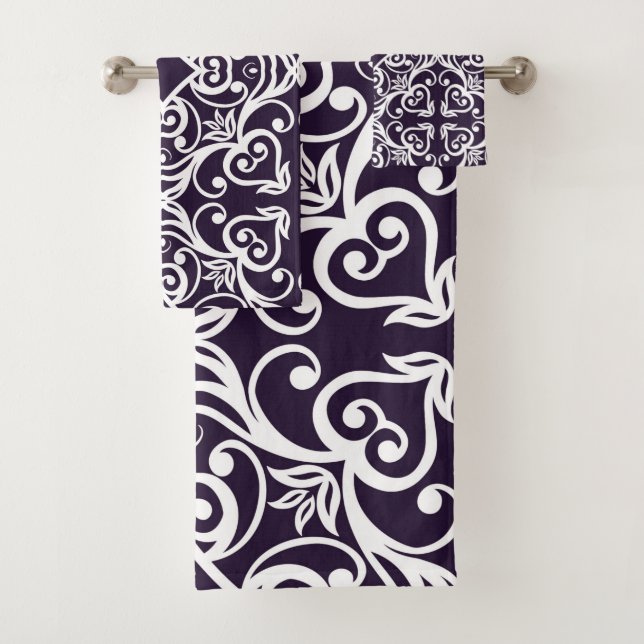 BLACK WHITE ABSTRACT STYLE BATHROOM TOWEL SET (Insitu)
