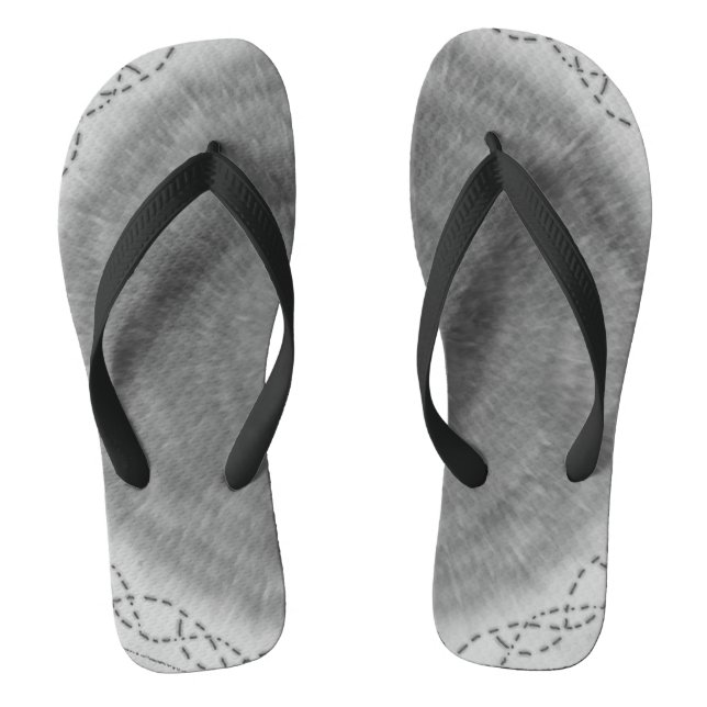 Black & White Abstract Vortex Thongs (Footbed)