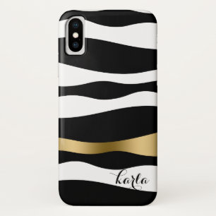 Black & White Abstract Zebra Stripes iPhone X Case