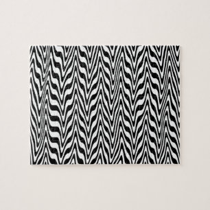 Black & White Abstract Zigzag Jigsaw Puzzle
