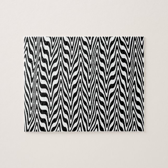 Black & White Abstract Zigzag Jigsaw Puzzle (Horizontal)