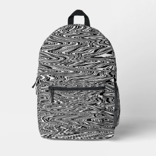 Black & White Abstract Zigzag Swirl Tie Printed Backpack