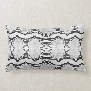 Black White Acid Wash Boa Constrictor Snakeskin Lumbar Cushion