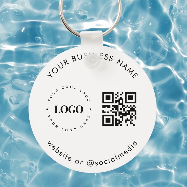 Black White Add Custom Business Logo Qr Code Scan  Key Ring (Creator Uploaded)