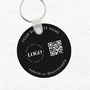 Black White Add Custom Business Logo Qr Code Scan Key Ring