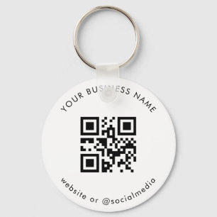 Black White Add Your Custom Business Qr Code Scan Key Ring