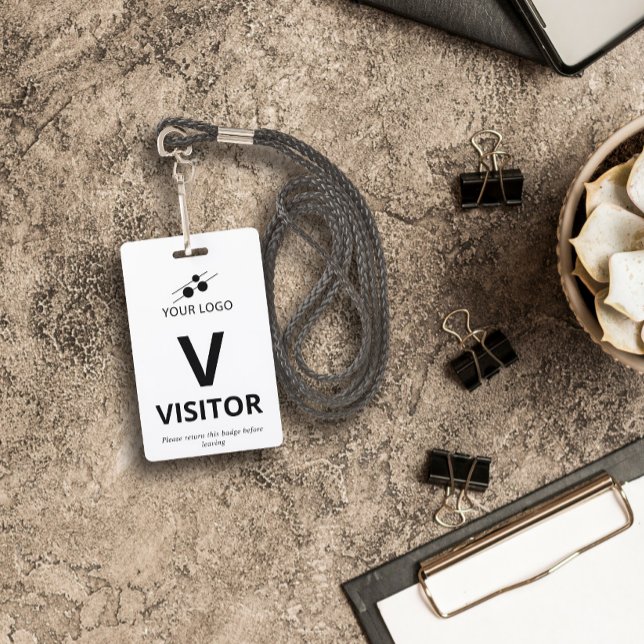 Black White Add Your Logo Visitor ID Badge (Creator Uploaded)