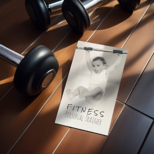 Black White Adorable Baby Fitness Personal Trainer Business Card