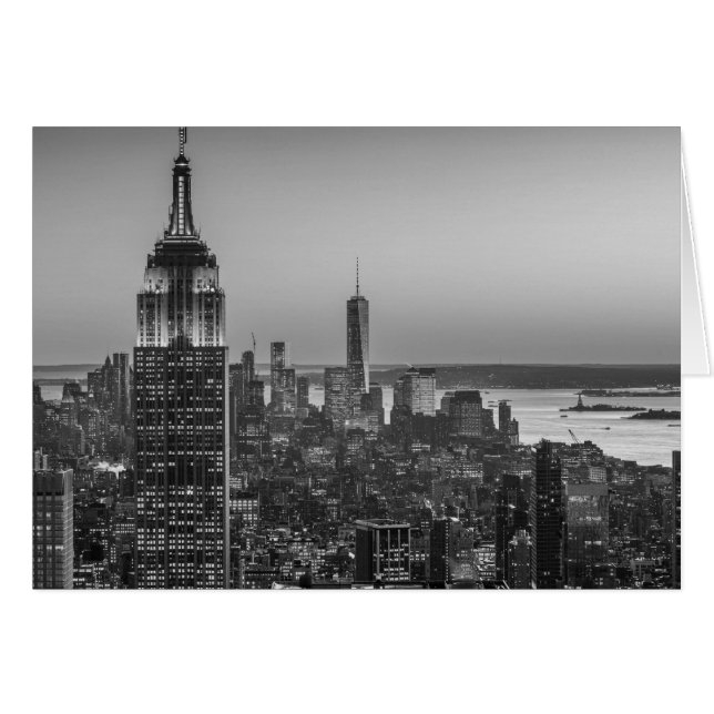 Black & White Aerial View of New York City Night (Front Horizontal)