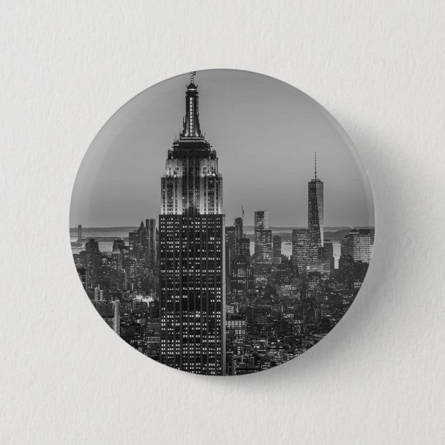 Black & White Aerial View of New York City Night 6 Cm Round Badge (Front)