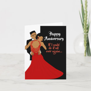 Black & White African American Couple Anniversary  Card
