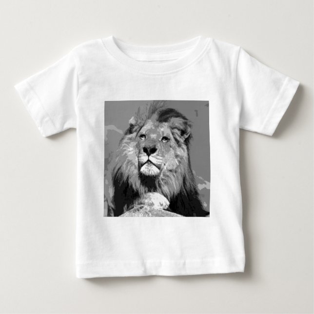 Black & White African Lion Baby T-Shirt (Front)