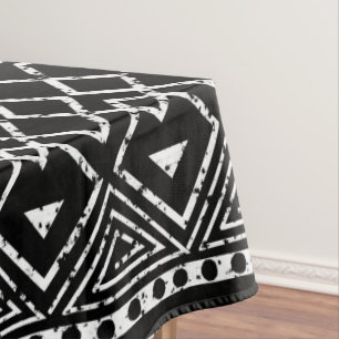 Black White African Tribal Pattern Tablecloth
