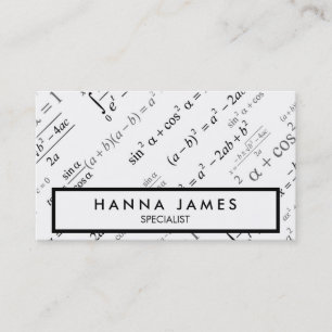 Black White Algebra Math Custom Text Business Card