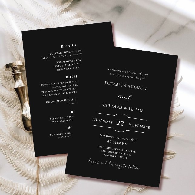 black,white all in one template wedding invitation (Creator Uploaded)