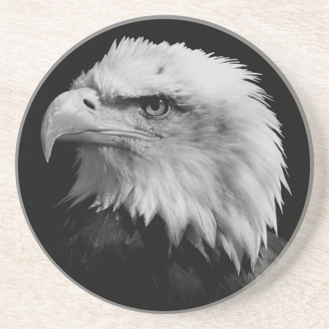 Black White American Eagle Leadership Motivational Coaster (Front)