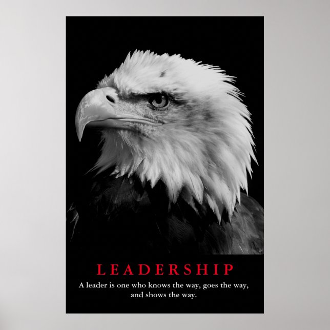 Black White American Eagle Leadership Motivational Poster (Front)